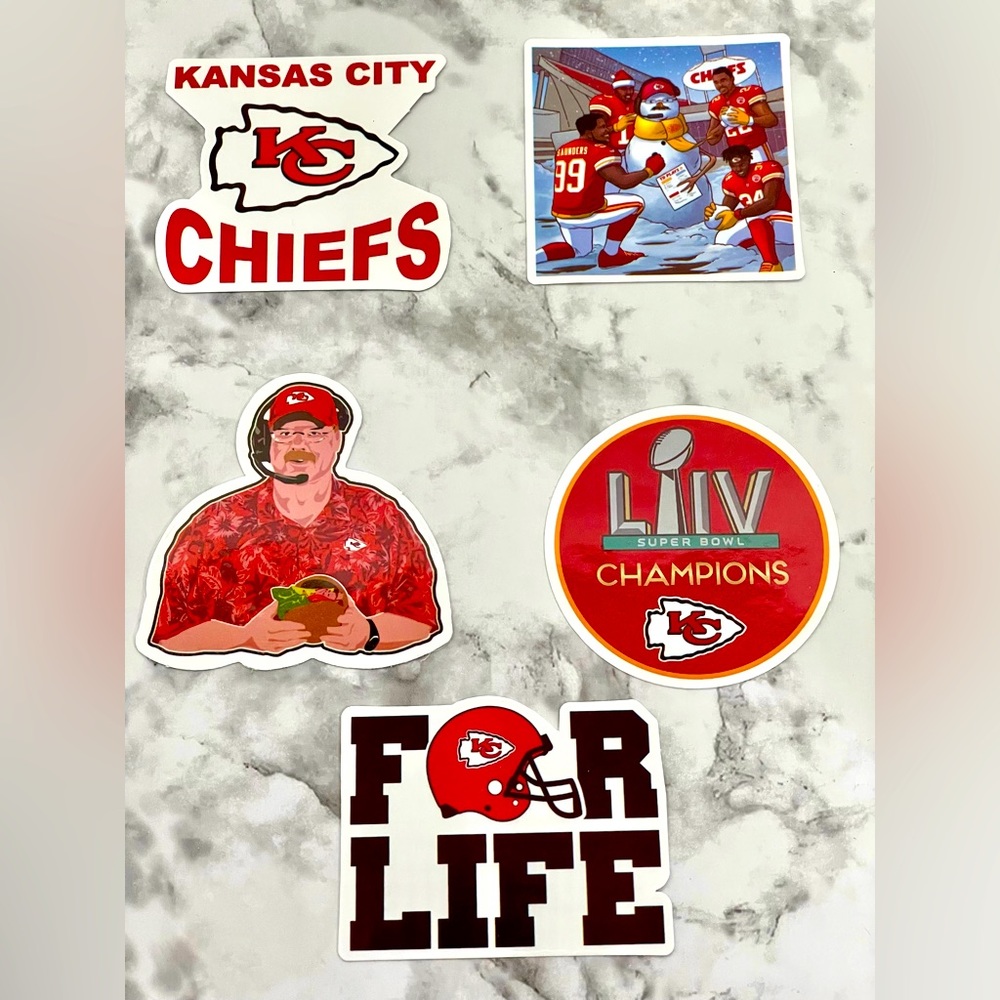 Kansas City Chiefs 5 Pc Sticker /Decal NWT